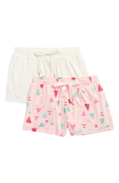 Jaclyn 2-pack Holiday Print Velour Pajama Shorts In Pink