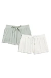 Jaclyn 2-pack Rib Velour Shorts In Aqua Grey/clou