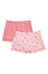 Jaclyn 2-pack Piped Pajama Shorts In French Plaid Chillies
