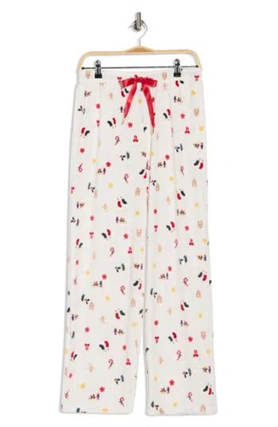 Jaclyn Fleece Print Pajama Pants In White