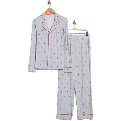 Jaclyn For Dad Christmas Stripe Two-piece Pajamas In Blue