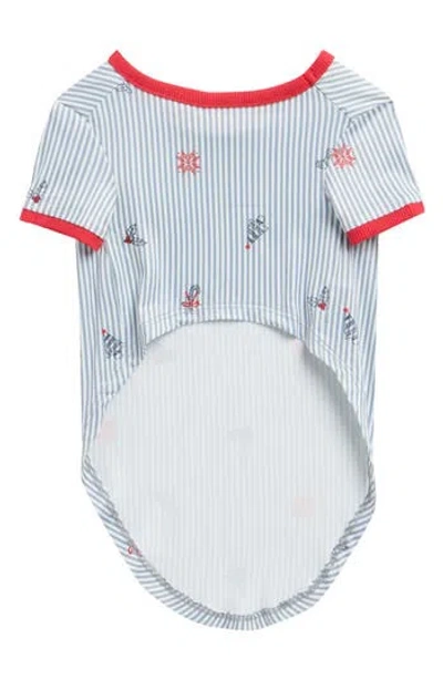 Jaclyn Holiday Icon Stripe Dog Pajamas In Blue