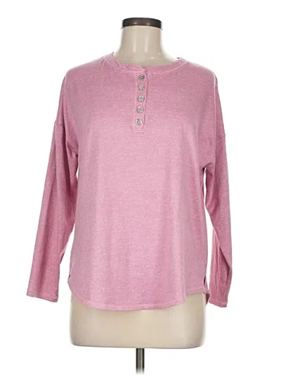 Pre-owned Jaclyn Intimates Long Sleeve Henley Shirt In Pink