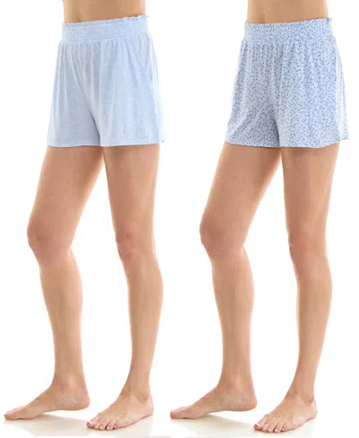 Jaclyn Intimates Women's Faux Smocked Pajama Shorts, 2-pack In Blue