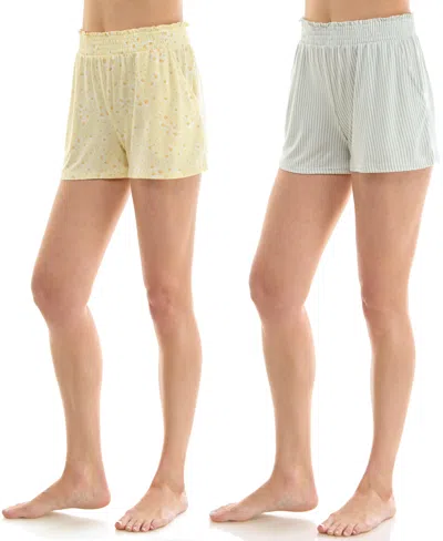 Jaclyn Intimates Women's Faux Smocked Pajama Shorts, 2-pack In Blue