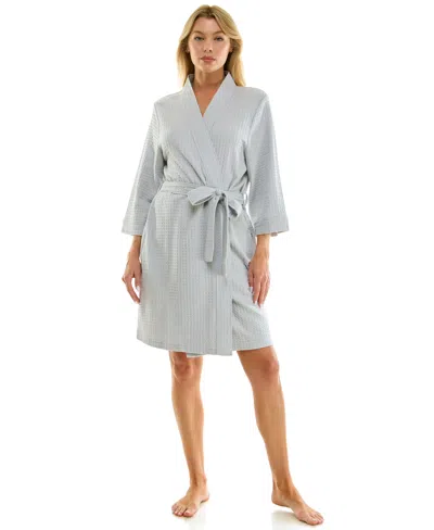 Jaclyn Intimates Women's Waffle Kimono Wrap In Gray
