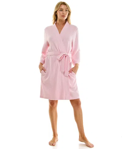 Jaclyn Intimates Women's Waffle Kimono Wrap In Pink