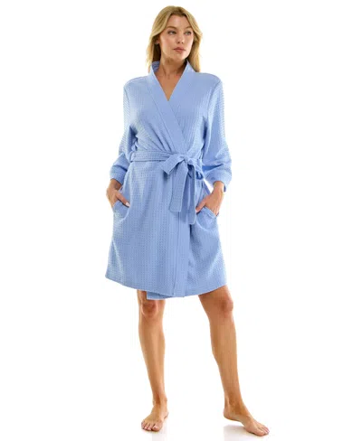 Jaclyn Intimates Women's Waffle Kimono Wrap In Blue