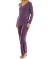 Jaclyn Intimates Women's Whisper Soft Wide Ribbed Pajamas In Purple