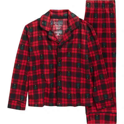 Jaclyn Kids' Matching Family Christmas Tree Plaid Two-piece Pajamas In Red