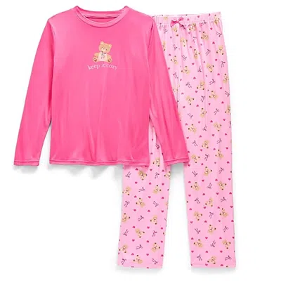 Jaclyn Little & Big Kid Girls Crew Neck Long Sleeve 2-pc. Pajama Set In Pink