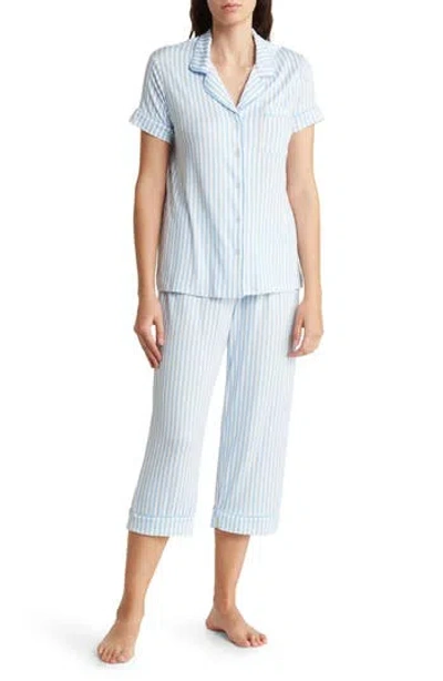 Jaclyn Luxe Stripe Capri Pajamas In White/blue