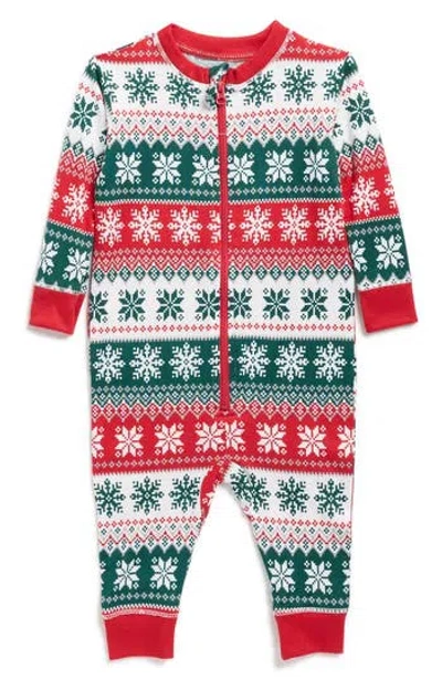 Jaclyn Matching Family Fair Isle Snowflake Fitted One-piece Pajamas In Multi