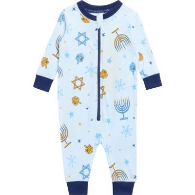 Jaclyn Matching Family Hanukkah Print Fitted One-piece Pajamas In Blue