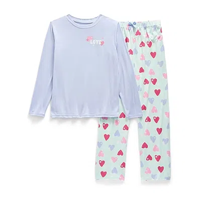 Jaclyn Kids' Na Girls Crew Neck Long Sleeve 2-pc. Pajama Set In Blue