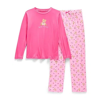 Jaclyn Kids' Na Girls Crew Neck Long Sleeve 2-pc. Pajama Set In Pink