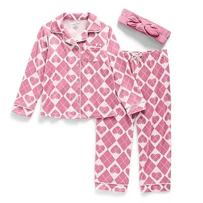 Jaclyn Kids' Na Girls Long Sleeve 3-pc. Pajama Set In Pink