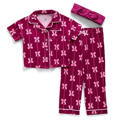 Jaclyn Kids' Na Girls Short Sleeve 3-pc. Pajama Set In Purple