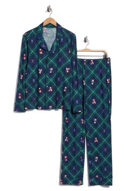 Jaclyn Notch Collar Long Pajamas In Blue