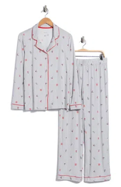 Jaclyn Notch Collar Long Pajamas In Gray