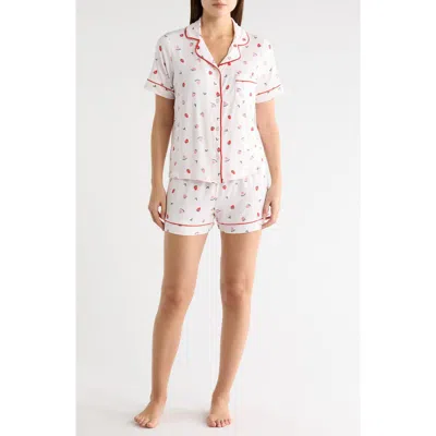 Jaclyn Notch Collar Short Sleeve Top & Shorts Pajamas In White