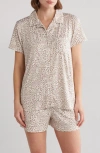 Jaclyn Print Short Pajamas In Bias Wash Leopard Crystal Gray