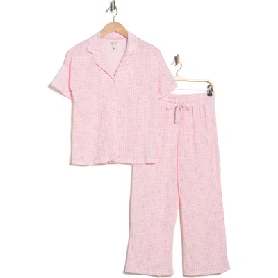 Jaclyn Short Sleeve Top & Crop Pants Pajamas In Pink