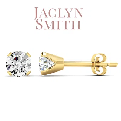 Jaclyn Smith 1 Carat Round Moissanite Stud Earrings In White Gold