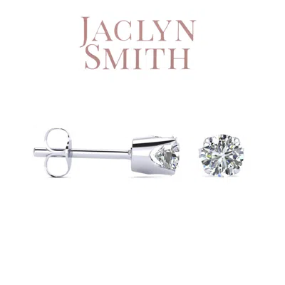 Jaclyn Smith 1/2 Carat Round Moissanite Stud Earrings In White Gold In Pattern