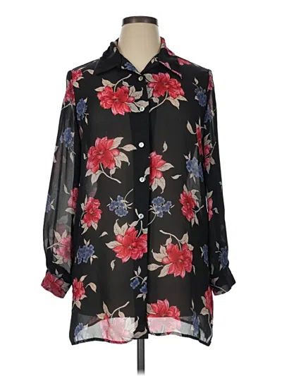 Pre-owned Jaclyn Smith 3/4 Sleeve Blouse In Black