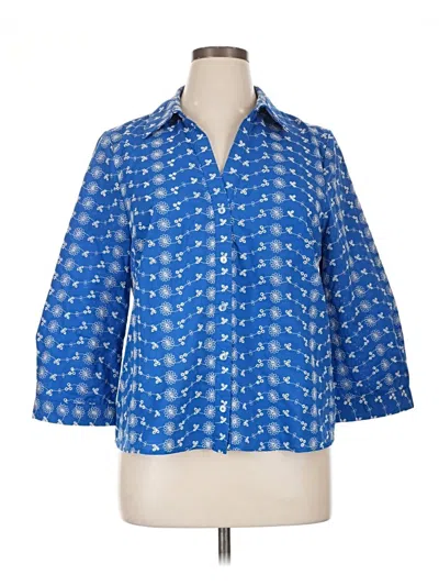 Pre-owned Jaclyn Smith 3/4 Sleeve Blouse In Blue