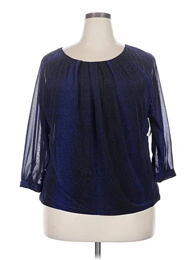 Pre-owned Jaclyn Smith 3/4 Sleeve Blouse In Blue