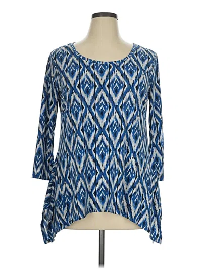 Pre-owned Jaclyn Smith 3/4 Sleeve Blouse In Blue