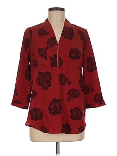 Pre-owned Jaclyn Smith 3/4 Sleeve Blouse In Burgundy