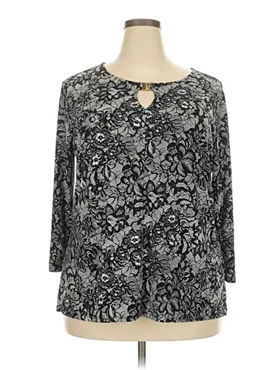 Pre-owned Jaclyn Smith 3/4 Sleeve Blouse In Gray