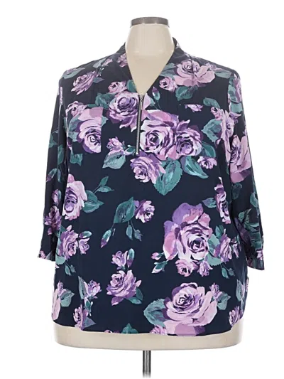 Pre-owned Jaclyn Smith 3/4 Sleeve Blouse In Purple
