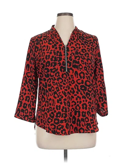 Pre-owned Jaclyn Smith 3/4 Sleeve Blouse In Red