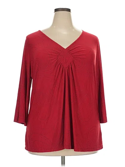 Pre-owned Jaclyn Smith 3/4 Sleeve Blouse In Red