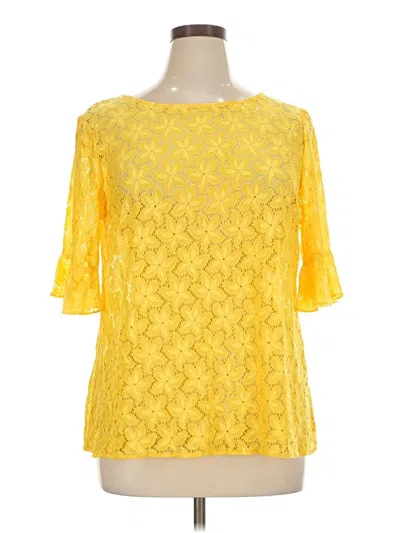 Pre-owned Jaclyn Smith 3/4 Sleeve Blouse In Yellow