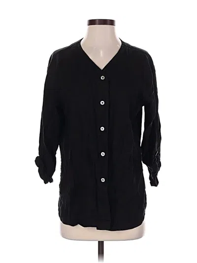 Pre-owned Jaclyn Smith 3/4 Sleeve Button Down Shirt In Black