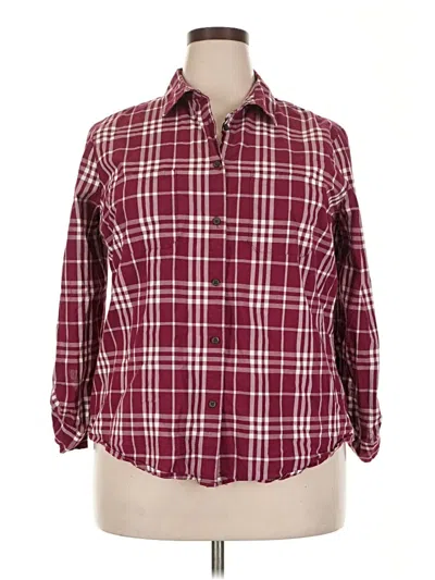 Pre-owned Jaclyn Smith 3/4 Sleeve Button Down Shirt In Burgundy