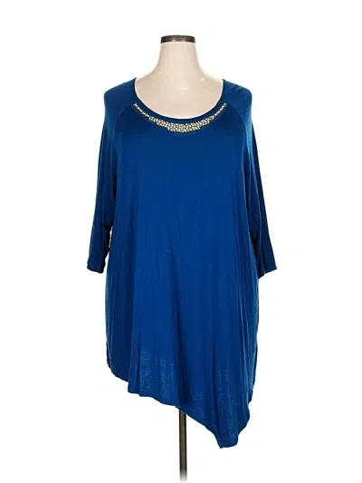 Pre-owned Jaclyn Smith 3/4 Sleeve T-shirt In Blue