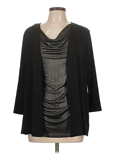 Pre-owned Jaclyn Smith 3/4 Sleeve Top Black Cowl Neck Tops