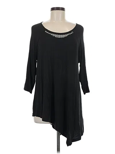 Pre-owned Jaclyn Smith 3/4 Sleeve Top Black Scoop Neck Tops