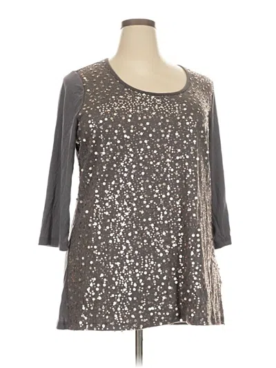 Pre-owned Jaclyn Smith 3/4 Sleeve Top Gray Scoop Neck Tops