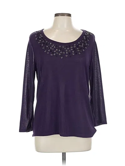 Pre-owned Jaclyn Smith 3/4 Sleeve Top Purple Scoop Neck Tops