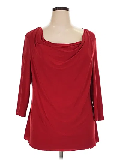 Pre-owned Jaclyn Smith 3/4 Sleeve Top Red Cowl Neck Tops