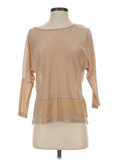 Pre-owned Jaclyn Smith 3/4 Sleeve Top Tan Boatneck Tops