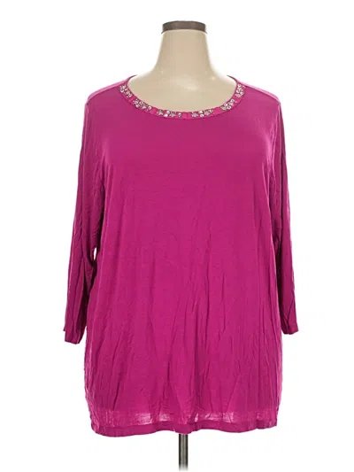 Pre-owned Jaclyn Smith 3/4 Sleeve T-shirt In Pink