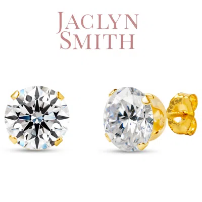 Jaclyn Smith 4 Carat Moissanite Stud Earrings In White Gold